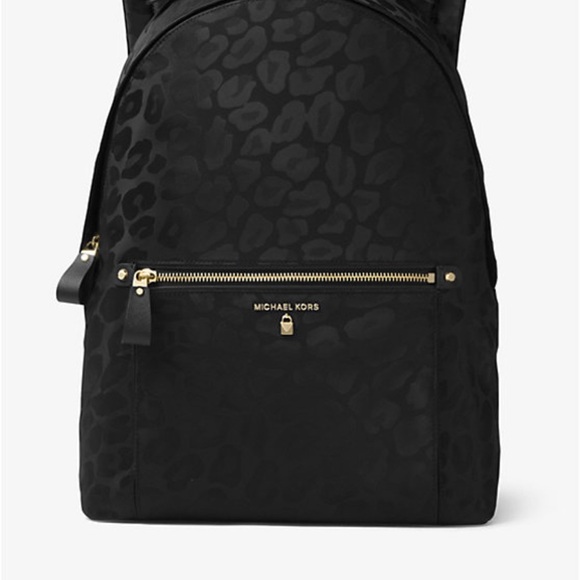 Michael Kors Black Leopard Print Backpack
